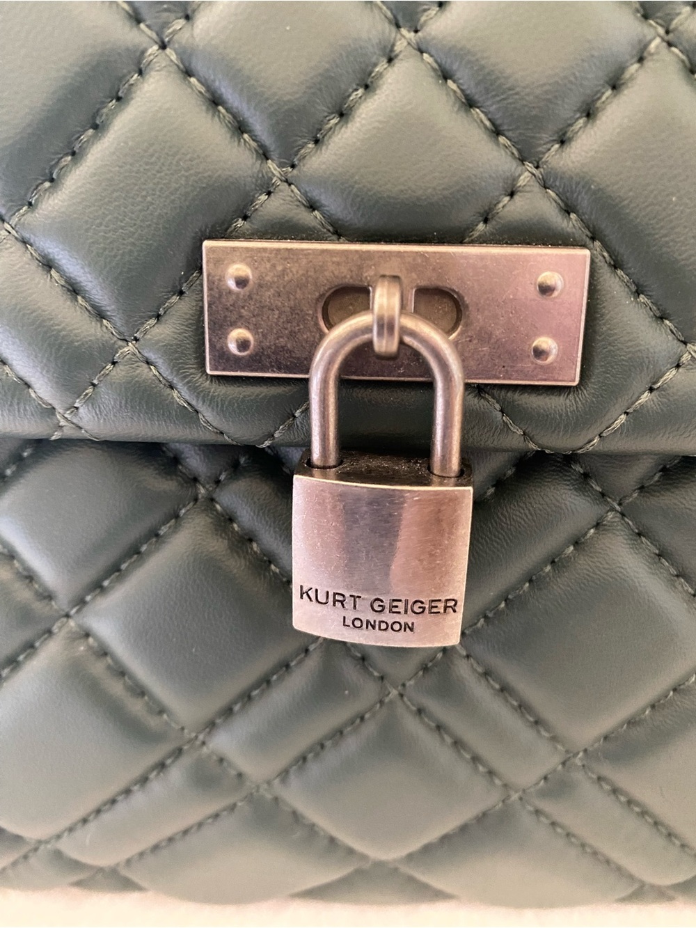 Kurt Geiger London Brixton Quilted Dark Green Leather Shoulder Bag NWT - Picture 11 of 12
